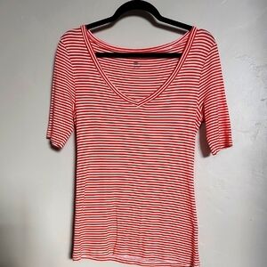 GAP Orange & White Fitted Short Sleeve Tee
